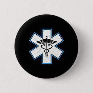 Emt Paramedic Star - Caduceus Ems First Responder  6 Cm Round Badge