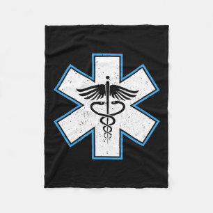 Emt Paramedic Star - Caduceus Ems First Responder Fleece Blanket
