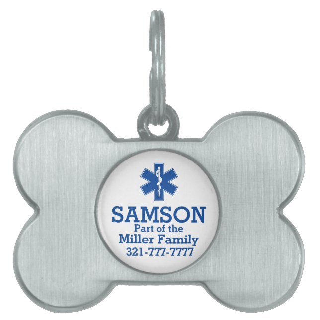 EMT Paramedic Symbol Custom Pet Tag (Front)