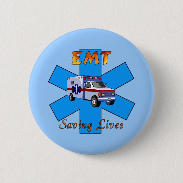 EMT Saving Lives 6 Cm Round Badge (Front)