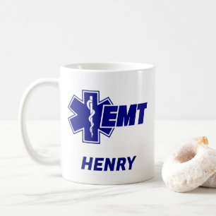 Emt Star of Life, firefighter Personalised Name Coffee Mug