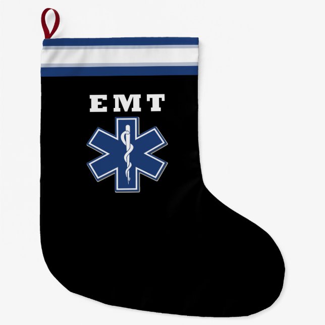 EMT Star Of Life Large Christmas Stocking (Front)