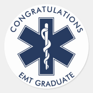 EMT Star of Life Symbol Custom Text Classic Round Sticker