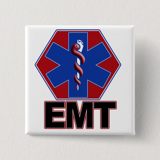 EMT STAR OF LIFE SYMBOL - EMERGENCY MEDICAL TECH 15 CM SQUARE BADGE (Front)
