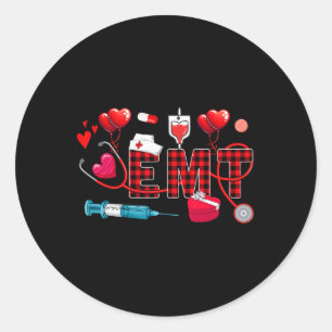 Emt Valentine's Day Stethoscope Nurse Tools Cute H Classic Round Sticker