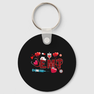 Emt Valentine's Day Stethoscope Nurse Tools Cute H Key Ring