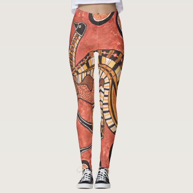 Emu - Aboriginal Inspired Art Painting Leggings (Front)
