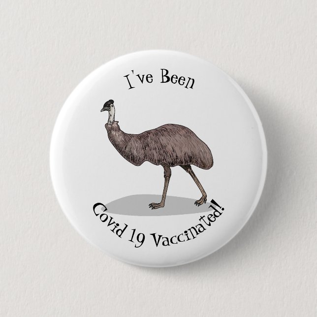 Emu bird cartoon illustration 6 cm round badge (Front)