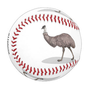 Emu bird cartoon illustration  baseball