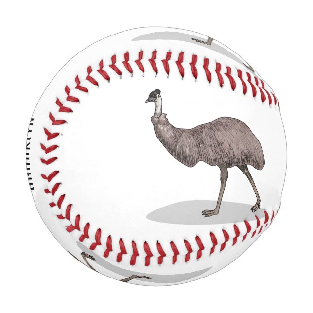 Emu bird cartoon illustration  baseball (Front Left)