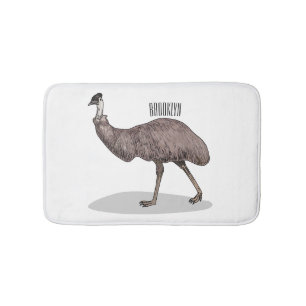 Emu bird cartoon illustration  bath mat