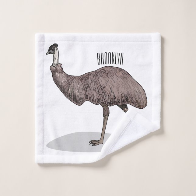 Emu bird cartoon illustration  bath towel set (Wash Cloth)