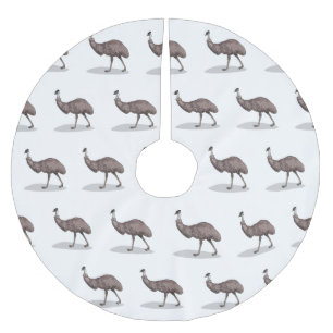 Emu bird cartoon illustration brushed polyester tree skirt