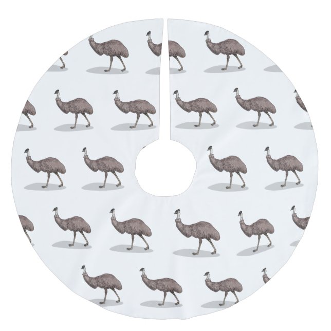 Emu bird cartoon illustration  brushed polyester tree skirt (Front)