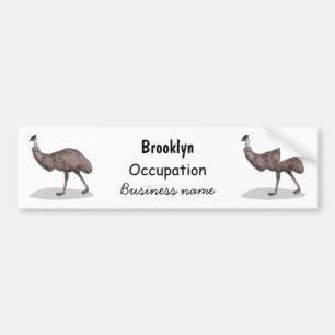 Emu bird cartoon illustration bumper sticker