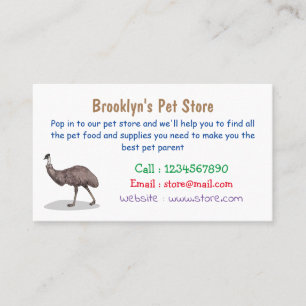 Emu bird cartoon illustration business card