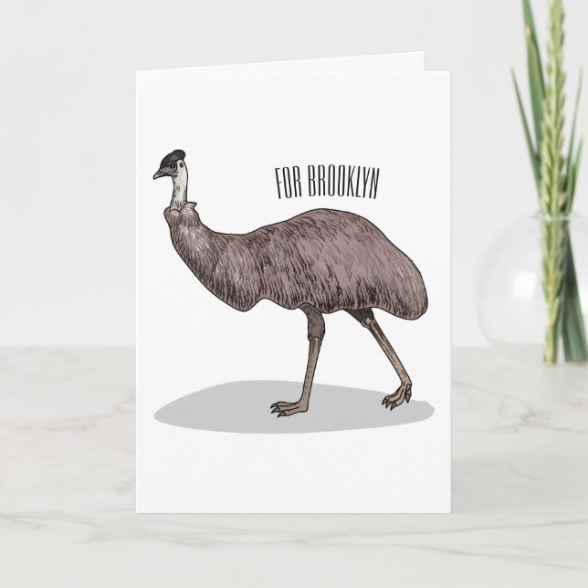 Emu bird cartoon illustration  card (Front)