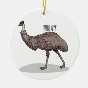 Emu bird cartoon illustration ceramic ornament