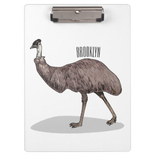 Emu bird cartoon illustration clipboard