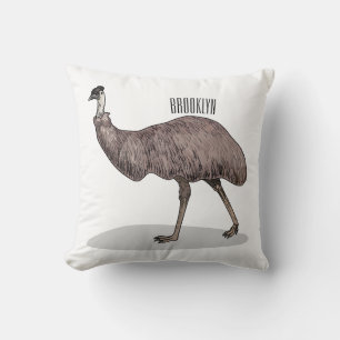 Emu bird cartoon illustration cushion