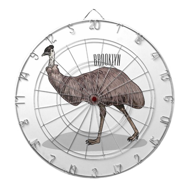Emu bird cartoon illustration  dartboard (Front)