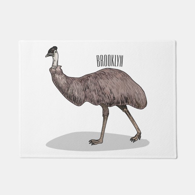 Emu bird cartoon illustration  doormat (Front)