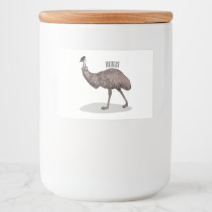 Emu bird cartoon illustration food label