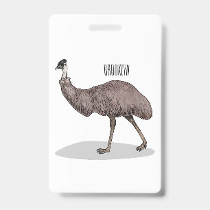Emu bird cartoon illustration ID badge