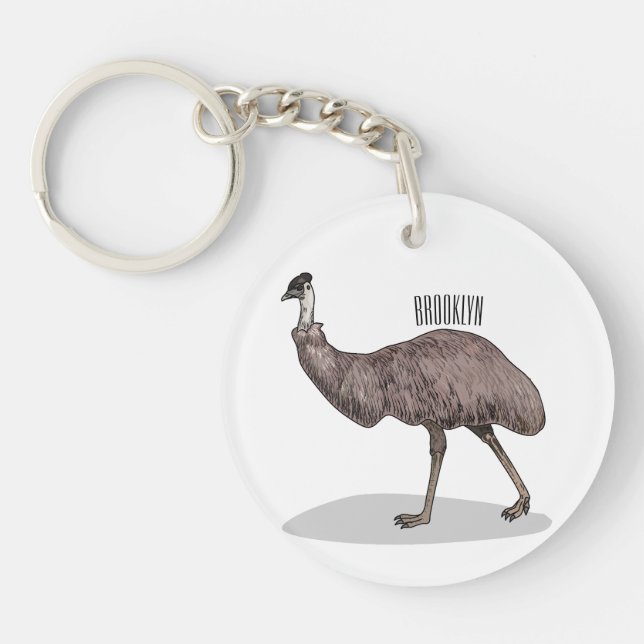 Emu bird cartoon illustration  key ring (Front)