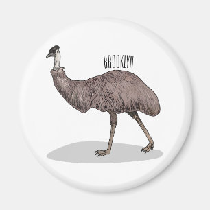 Emu bird cartoon illustration  magnet
