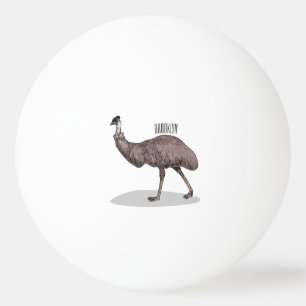 Emu bird cartoon illustration ping pong ball
