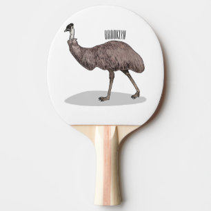 Emu bird cartoon illustration  ping pong paddle