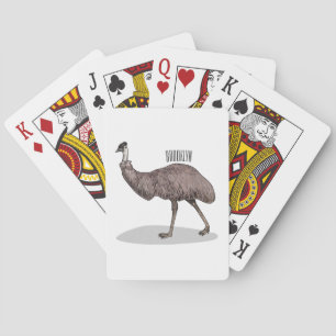 Emu bird cartoon illustration  playing cards