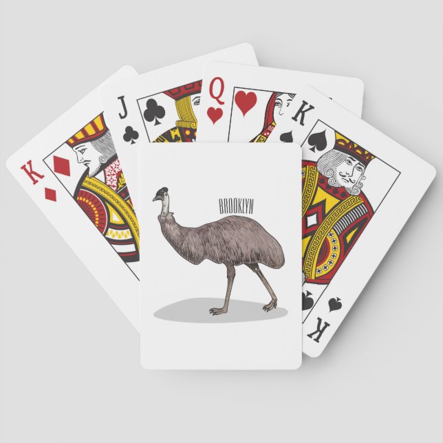Emu bird cartoon illustration  playing cards (Back)