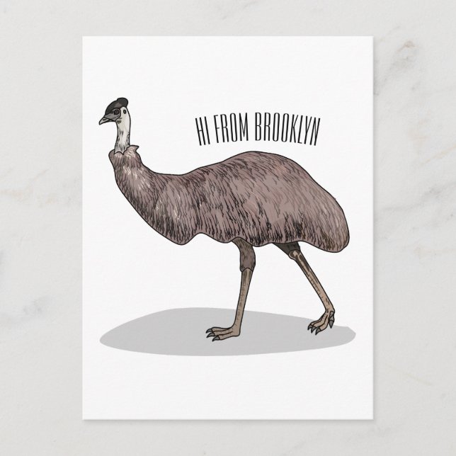 Emu bird cartoon illustration  postcard (Front)