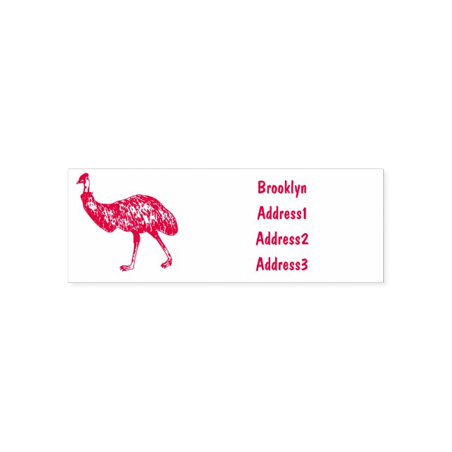 Emu bird cartoon illustration self-inking stamp (Design)