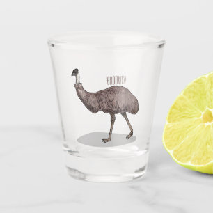 Emu bird cartoon illustration  shot glass