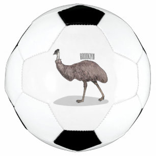 Emu bird cartoon illustration  soccer ball