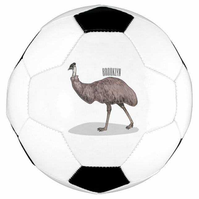 Emu bird cartoon illustration  soccer ball (Front)