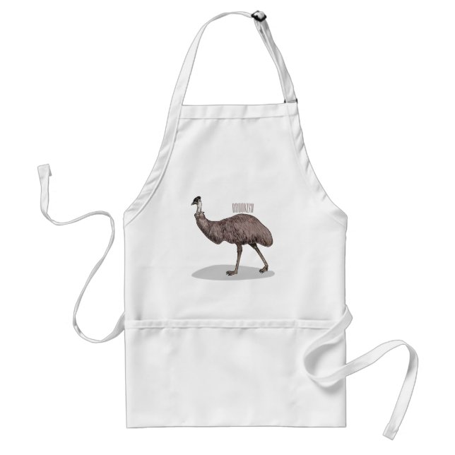 Emu bird cartoon illustration  standard apron (Front)