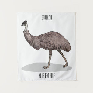 Emu bird cartoon illustration  tapestry