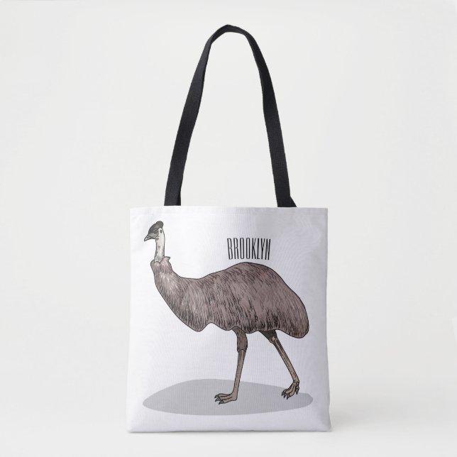Emu bird cartoon illustration  tote bag (Front)