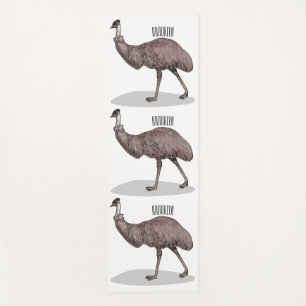 Emu bird cartoon illustration yoga mat