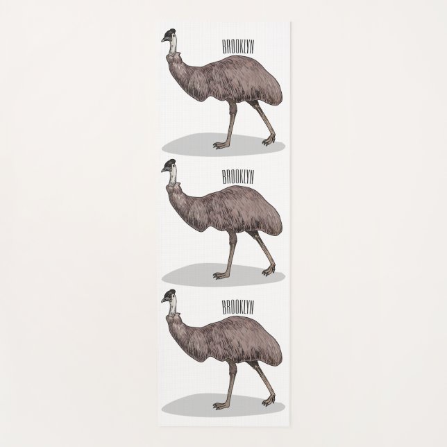 Emu bird cartoon illustration  yoga mat (Front)