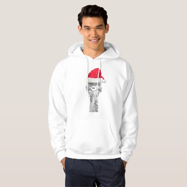 Emu Bird Funny Humour Ostrich Emo Animal Xmas Sant Hoodie (Front Full)