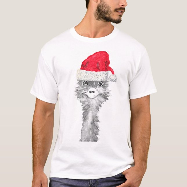 Emu Bird Funny Humour Ostrich Emo Animal Xmas Sant T-Shirt (Front)