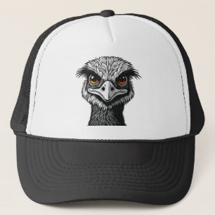 Emu bird head trucker hat