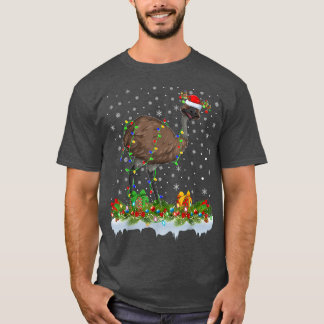 Emu Bird Lover Matching Santa Lighting Emu Christm T-Shirt