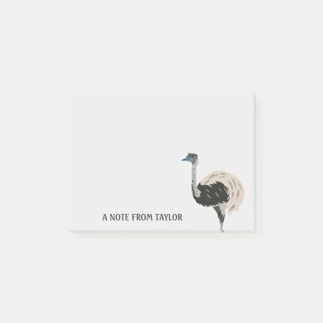 Emu Bird Lovers Personalised Post-it Notes (Front)