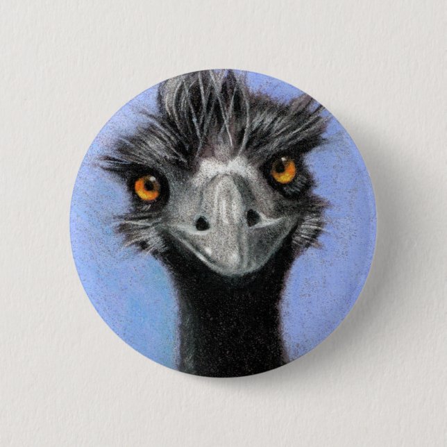 EMU: COLOR PENCIL ART: REALISM 6 CM ROUND BADGE (Front)